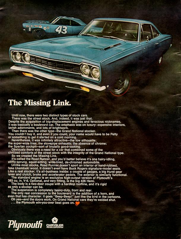 1968 Plymouth Road Runner Factory Advertisement. 